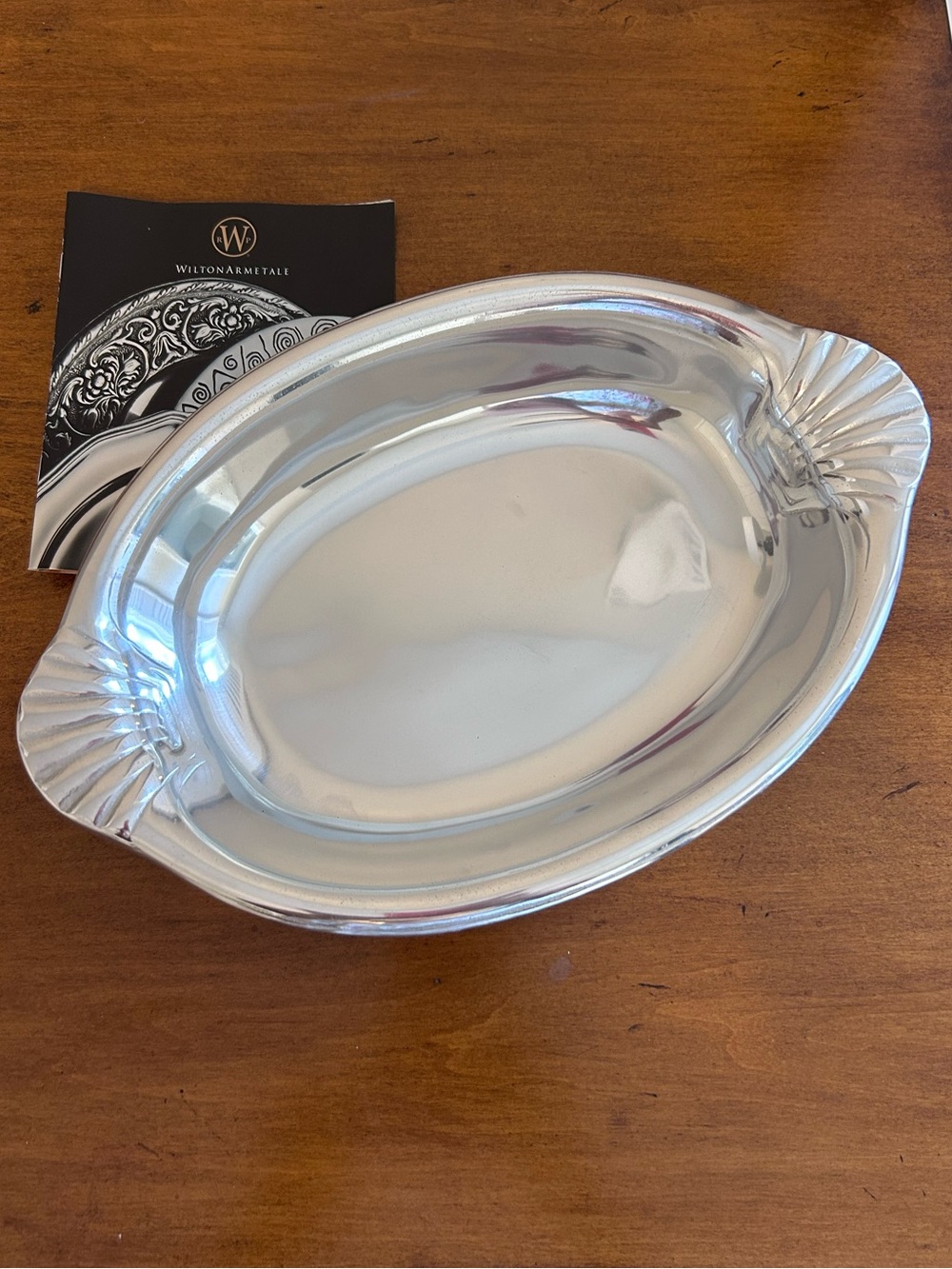 Wilton Armetale Silver-Tone Oval Serving Tray with Scallop Shell Handles